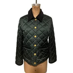 Tory Burch Womens Quilted Barn Jacket, NWT OS Deep Emerald, Size 6